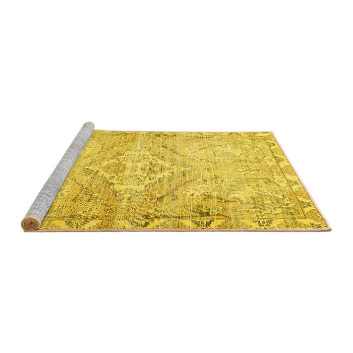 Sideview of Machine Washable Persian Yellow Traditional Rug, wshtr4027yw