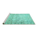 Sideview of Machine Washable Persian Turquoise Traditional Area Rugs, wshtr4027turq