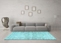 Machine Washable Persian Light Blue Traditional Rug in a Living Room, wshtr4027lblu