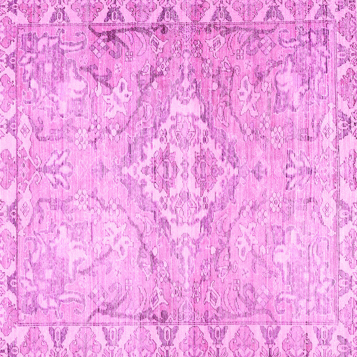 Square Machine Washable Persian Pink Traditional Rug, wshtr4027pnk