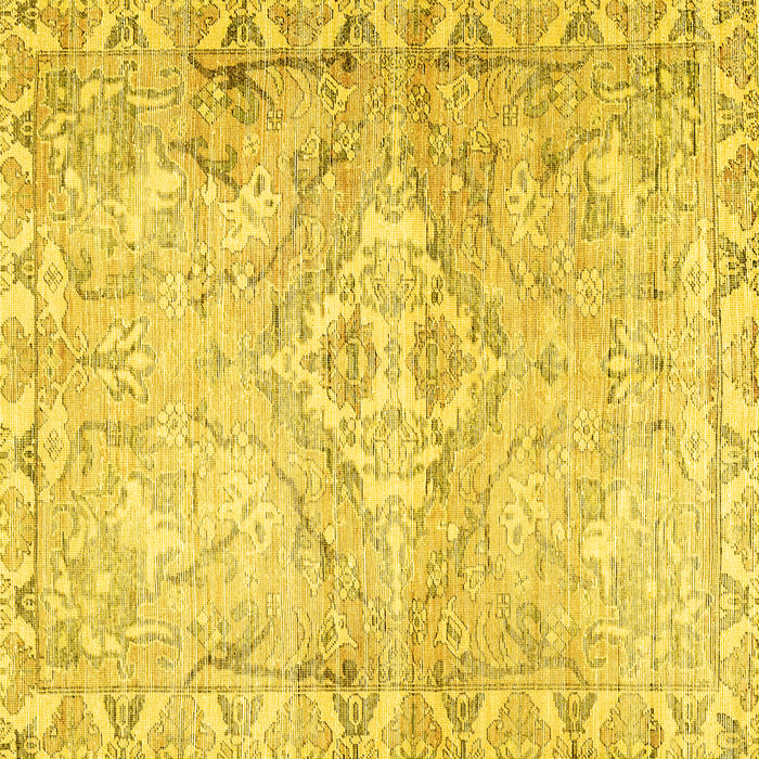 Square Machine Washable Persian Yellow Traditional Rug, wshtr4027yw