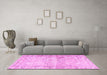 Machine Washable Persian Pink Traditional Rug in a Living Room, wshtr4027pnk