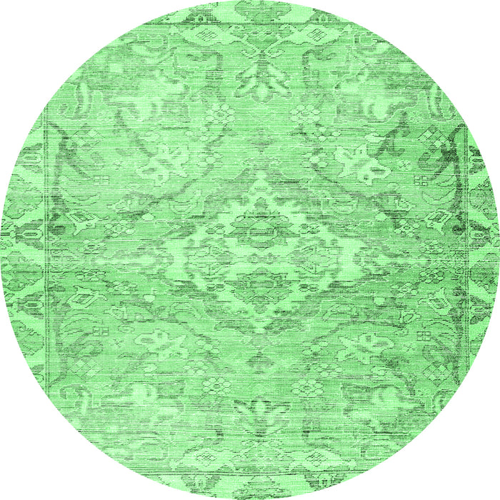 Round Machine Washable Persian Emerald Green Traditional Area Rugs, wshtr4027emgrn