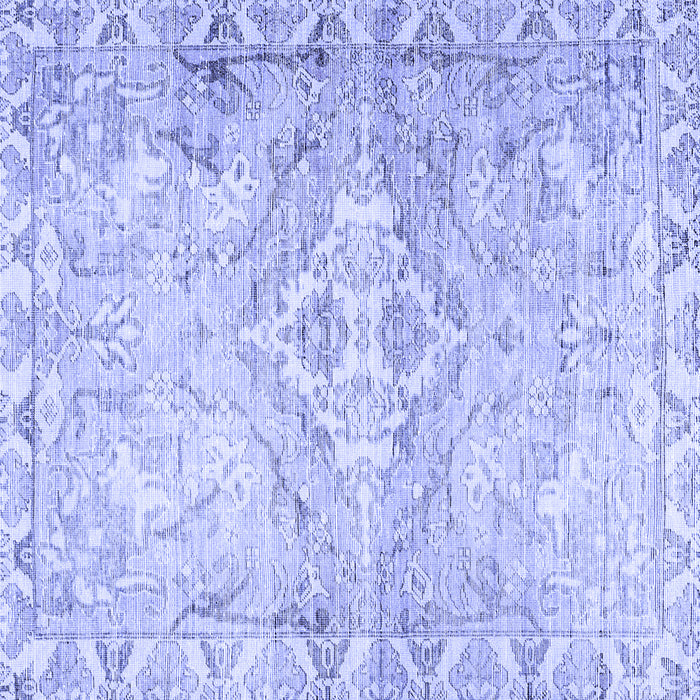 Square Machine Washable Persian Blue Traditional Rug, wshtr4027blu