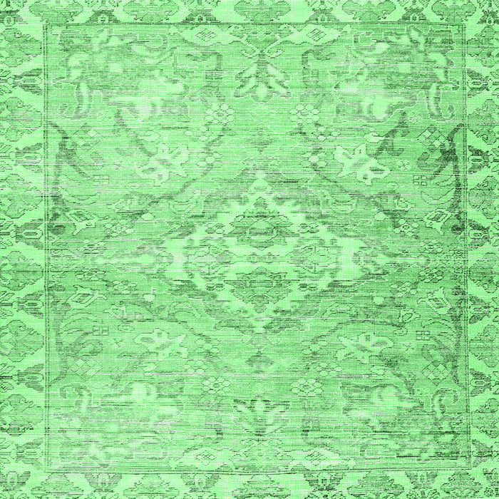 Square Machine Washable Persian Emerald Green Traditional Area Rugs, wshtr4027emgrn