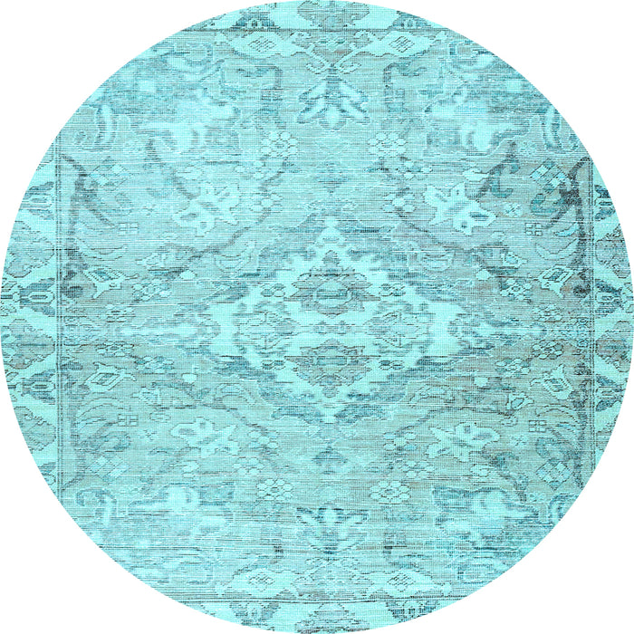 Round Machine Washable Persian Light Blue Traditional Rug, wshtr4027lblu