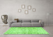 Machine Washable Persian Green Traditional Area Rugs in a Living Room,, wshtr4027grn