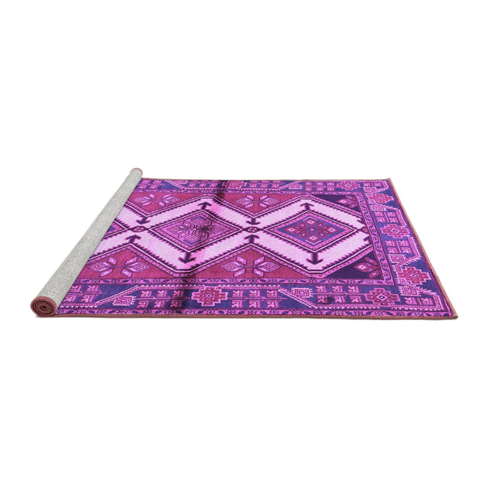 Sideview of Machine Washable Persian Purple Traditional Area Rugs, wshtr4028pur