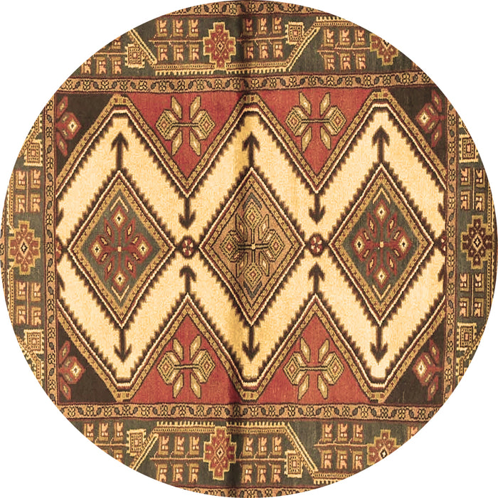 Round Persian Brown Traditional Rug, tr4028brn