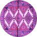 Round Machine Washable Persian Purple Traditional Area Rugs, wshtr4028pur