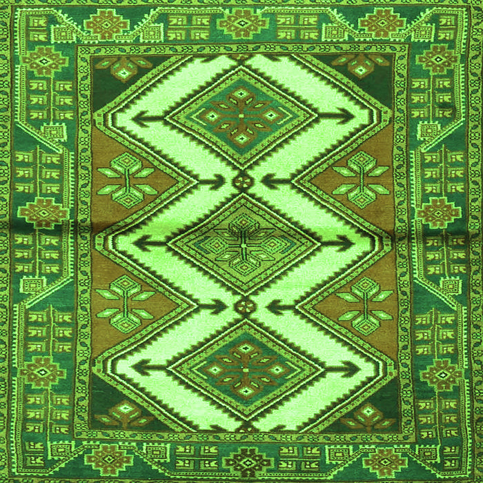 Round Machine Washable Persian Green Traditional Area Rugs, wshtr4028grn