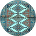 Round Persian Light Blue Traditional Rug, tr4028lblu