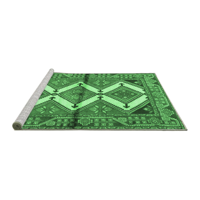 Sideview of Machine Washable Persian Emerald Green Traditional Area Rugs, wshtr4028emgrn