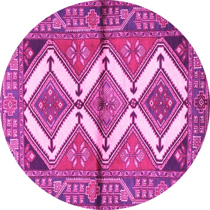 Round Machine Washable Persian Pink Traditional Rug, wshtr4028pnk