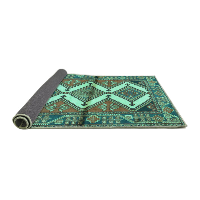 Sideview of Persian Turquoise Traditional Rug, tr4028turq