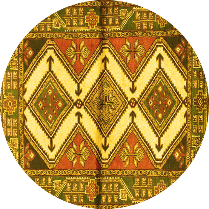 Round Persian Yellow Traditional Rug, tr4028yw