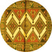 Round Persian Yellow Traditional Rug, tr4028yw