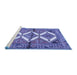 Sideview of Machine Washable Persian Blue Traditional Rug, wshtr4028blu