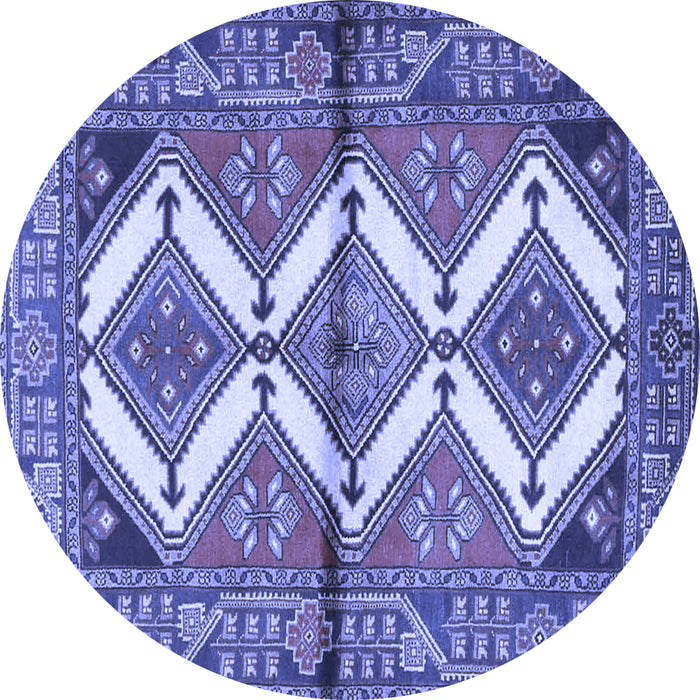 Round Machine Washable Persian Blue Traditional Rug, wshtr4028blu