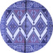 Round Machine Washable Persian Blue Traditional Rug, wshtr4028blu