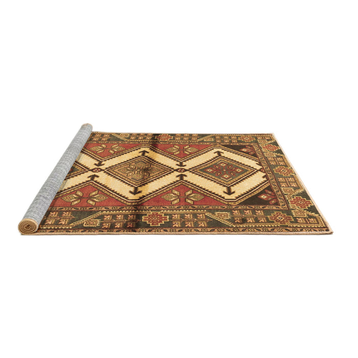 Sideview of Machine Washable Persian Brown Traditional Rug, wshtr4028brn