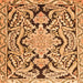 Round Machine Washable Persian Orange Traditional Area Rugs, wshtr4029org