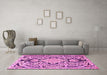 Machine Washable Persian Pink Traditional Rug in a Living Room, wshtr4029pnk