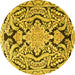 Round Persian Yellow Traditional Rug, tr4029yw
