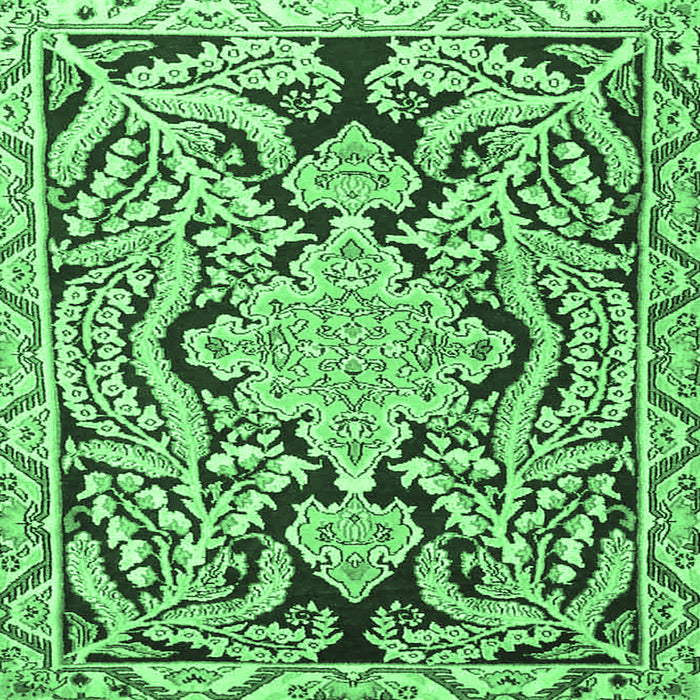 Square Machine Washable Persian Emerald Green Traditional Area Rugs, wshtr4029emgrn