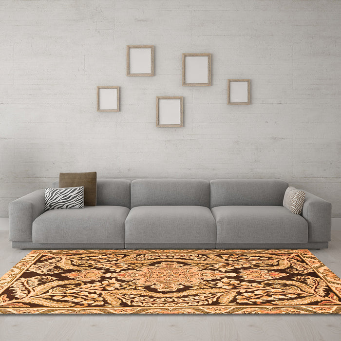 Machine Washable Persian Orange Traditional Area Rugs in a Living Room, wshtr4029org