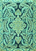 Machine Washable Persian Turquoise Traditional Area Rugs, wshtr4029turq