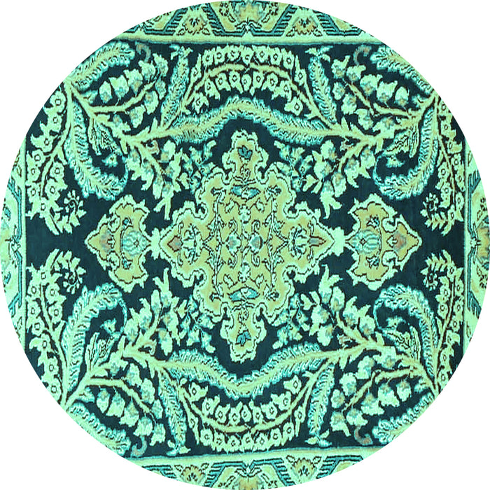 Round Persian Turquoise Traditional Rug, tr4029turq