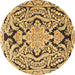 Round Persian Brown Traditional Rug, tr4029brn