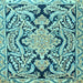 Square Machine Washable Persian Light Blue Traditional Rug, wshtr4029lblu