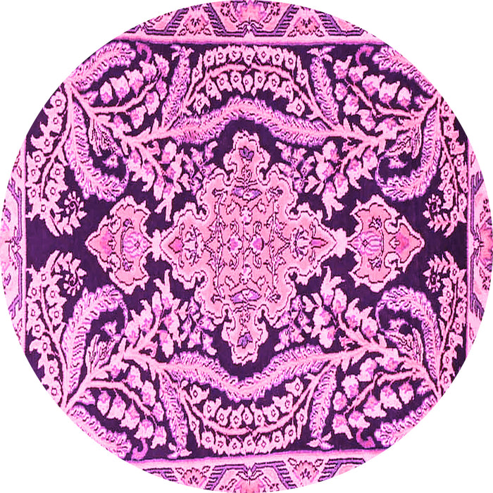 Round Machine Washable Persian Pink Traditional Rug, wshtr4029pnk