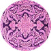 Round Machine Washable Persian Pink Traditional Rug, wshtr4029pnk