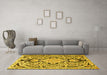 Machine Washable Persian Yellow Traditional Rug in a Living Room, wshtr4029yw