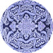 Round Machine Washable Persian Blue Traditional Rug, wshtr4029blu