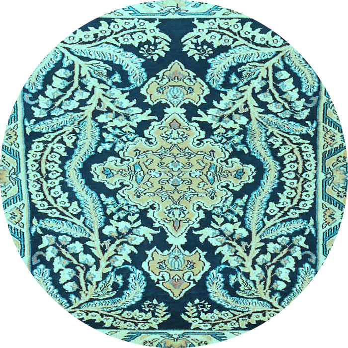 Round Machine Washable Persian Light Blue Traditional Rug, wshtr4029lblu