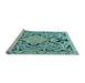 Sideview of Machine Washable Persian Light Blue Traditional Rug, wshtr4029lblu