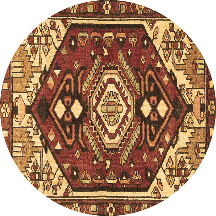 Round Persian Brown Traditional Rug, tr402brn