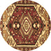 Round Persian Brown Traditional Rug, tr402brn
