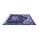 Sideview of Machine Washable Persian Blue Traditional Rug, wshtr402blu