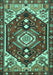 Machine Washable Persian Turquoise Traditional Area Rugs, wshtr402turq