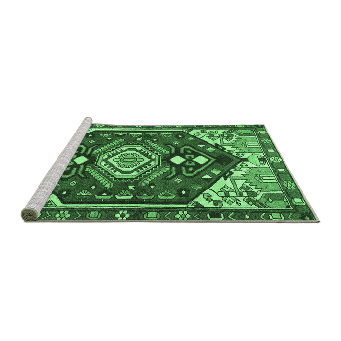 Sideview of Machine Washable Persian Emerald Green Traditional Area Rugs, wshtr402emgrn
