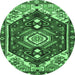 Round Persian Emerald Green Traditional Rug, tr402emgrn