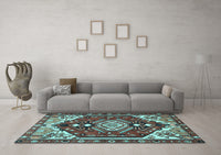 Machine Washable Persian Light Blue Traditional Rug, wshtr402lblu