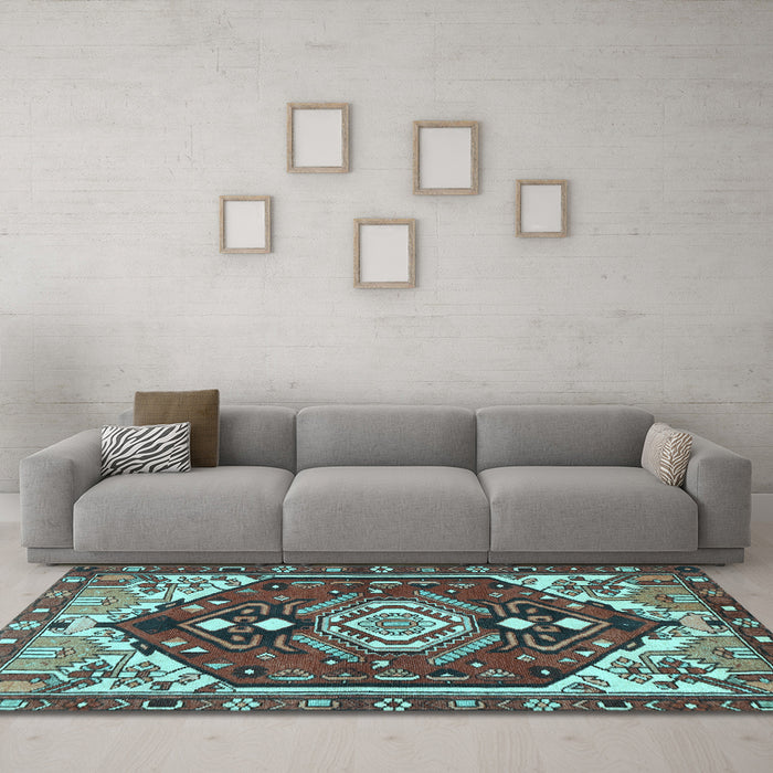 Machine Washable Persian Light Blue Traditional Rug in a Living Room, wshtr402lblu