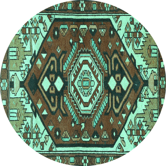 Round Persian Turquoise Traditional Rug, tr402turq