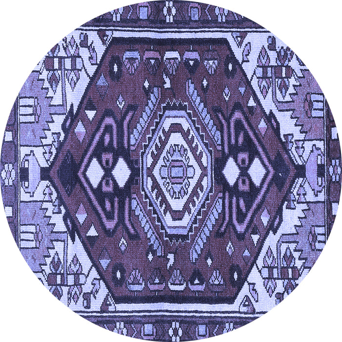 Round Machine Washable Persian Blue Traditional Rug, wshtr402blu